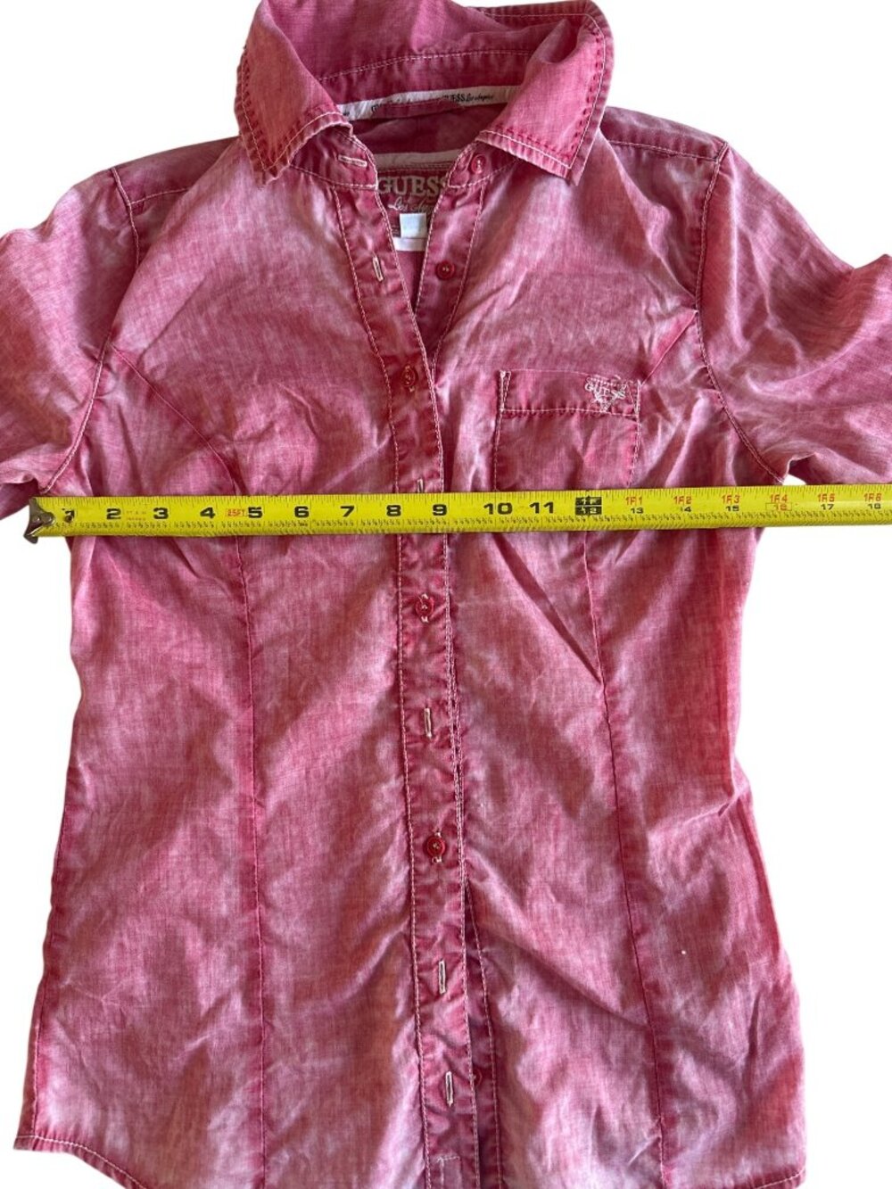 Guess Womens Pink Long Sleeve Button-Up Shirt Size S - Picture 6 of 10
